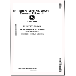8R 230, 8R 250, 8R 280, 8R 310, 8R 340, 8R 370, 8R 410 Tractors (SN:200001-220000, Europe) Operators Manual (OMRE593236)