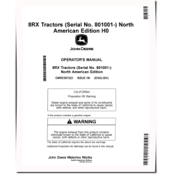 8RX 310, 8RX 340, 8RX 370 and 8RX 410 Tracked Tractors (SN: 801001 - 804000, N.America) Operators Manual (OMRE597223)
