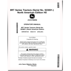 8RT 310, 8RT 340, 8RT 370 and 8RT 410 Tracked Tractors (SN: 923001 - 927000, N.America) Operators Manual (OMRE597236)