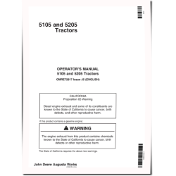 5105 and 5205 Tractors (North America) Operators Manual (OMRE72817)