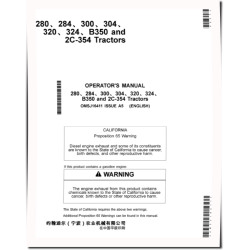 280, 284, 2C-354, 300, 304, 320, 324 and B350 Chinese Tractors (China) Operators Manual (OMSJ16411)