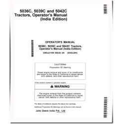 5036C, 5039C and 5042C Tractors (Indian) Operators Manual (OMSJ21199)