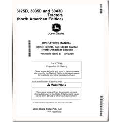 3025D, 3035D and 3043D Compact Utility Tractors (North America) Operators Manual (OMSJ32078)