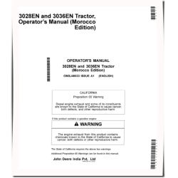 3028EN and 3036EN Compact Utility Tractors (Morocco) Operators Manual (OMSJ40033)