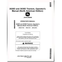 3025D and 3035D Compact Utility Tractors (North America) Operators Manual (OMSU71401)