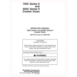 Series II 750C and 850C Crawler Dozers Operators Manual (OMT184778)