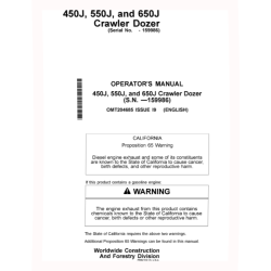 450J, 550J and 650J Crawler Dozers (SN: up to 159986) Operators Manual (OMT204685)