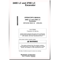240DLC and 270DLC Crawler Excavators Operators Manual (OMT221092)