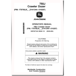750J Crawler Dozers (SN: D141344 - 310257) Operators Manual (OMT227146)