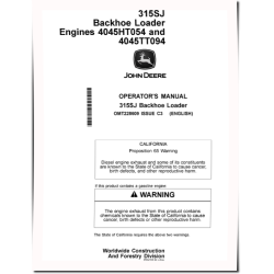 315SJ Backhoe Loaders with 4045HT054 and 4045TT094 Engines Operators Manual (OMT228609)