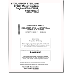 670G, 670GP, 672G, 672GP Motor Graders w.6090HDW01,6068HDW75 engines (SN: up to 634753) Operators Manual (OMT237774)