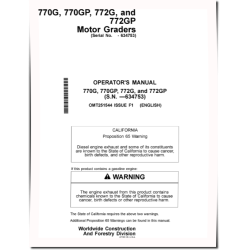 770G, 770GP, 772G, 772GP Motor Graders w.6090HDW01, 6090HDW04 engines, (SN.up to 634753) Operators Manual (OMT251544)