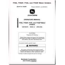 770G, 770GP, 772G, 772GP Motor Graders w.6090HDW11, 6090HDW16 engines, (SN.from 634380) Operators Manual (OMT262275)