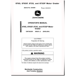 870G, 870GP, 872G and 872GP Motor Graders w.6090HDW11 engine (SN: from 634380) Operators Manual (OMT262281)