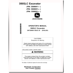 350GLC Crawler Excavators (SN. from C808001, D808001, E808001), PIN prefix 1FF, Operators Manual (OMT289050)