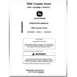 750K Crawler Dozers (SN: E216966 - 270478) Operators Manual (OMT298956)