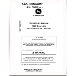 130G Crawler Excavators (PIN: from 1FF130GX_ _E040001) Operators Manual (OMT306199)