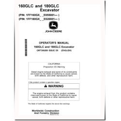 160GLC (SN: from E055001) and 180GLC (SN: from E020001) Crawler Excavators Operators Manual (OMT306200)