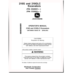 210G and 210GLC Crawler Excavators (SN. from C520001; D520001), PIN prefix 1FF, Operators Manual (OMT308593)