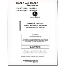 160GLC (SN.from D055001), 180GLC (SN.from D020001), PIN prefix 1FF, Crawler Excavators Operators Manual (OMT308595)