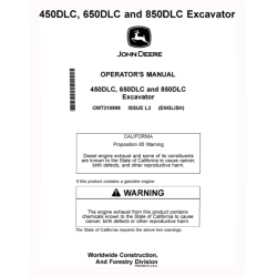 450DLC, 650DLC and 850DLC Crawler Excavators Operators Manual (OMT310998)