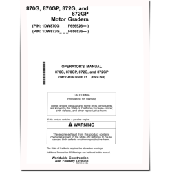 870G, 870GP, 872G and 872GP Motor Graders (SN. from F656526) Operators Manual (OMT314826)