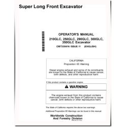 210GLC, 250GLC, 290GLC, 300GLC, 350GLC Super Long Front Excavator Operators Manual Supplement (OMT330416)