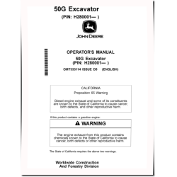 50G Compact Excavators (PIN: from 1FF050GX_ _H280001) Operators Manual (OMT333114)