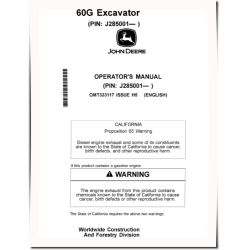 60G Compact Excavators (PIN: from 1FF060GX_ _J285001) Operators Manual (OMT333117)