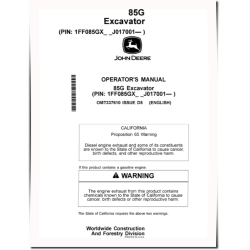 85G Crawler Excavators, FT4 (PIN: from 1FF085GX_ _J017001) Operators Manual (OMT337610)