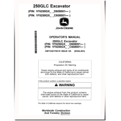 250GLC Crawler Excavators (SN.from C608001, D608001), PIN prefix 1F9, Operators Manual (OMT338170X19)
