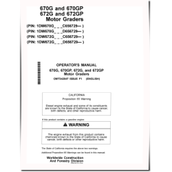 670G, 670GP, 672G and 672GP Motor Graders (SN. from C656729, D656729) Operators Manual (OMT342547)