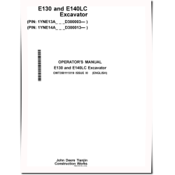 E130 (SN: from D300003) and E140LC (SN: from D300013) Crawler Excavators Operators Manual (OMT350111X19)