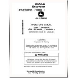 380GLC Crawler Excavators (SN. from F900006) Operators Manual (OMT351367X19)