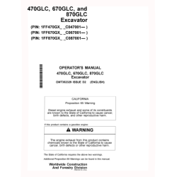 470GLC, 670GLC and 870GLC Crawler Excavators (SN. from C047001) Operators Manual (OMT352329)