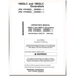 160GLC (SN.from D055001), 180GLC (SN.from D020001), PIN prefix 1F9, Crawler Excavators Operators Manual (OMT352706X019)