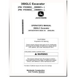 350GLC Crawler Excavators (SN. from C808001, D808001), PIN prefix 1F9, Operators Manual (OMT352707X019)
