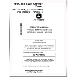 750K (SN: F271593 - 371463) and 850K (SN. from F271510) Crawler Dozers Operators Manual (OMT355293X19)