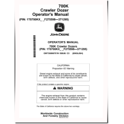 700K Crawler Dozers (SN: F275598 - 371295) Operators Manual (OMT355957X19)