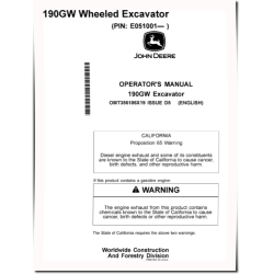 190GW Wheeled Excavators (SN. from E051001) Operators Manual (OMT356186X19)