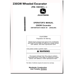 230GW Wheeled Excavators (SN. from E061001) Operators Manual (OMT356703X19)