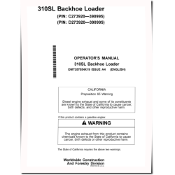 310SL (PIN: 1T0310SL_ _C273920-390995, D273920-390995) Backhoe Loaders Operators Manual (OMT357554X19)