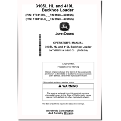 310SL HL and 410L (SN: F273920-390995) Backhoe Loaders Operators Manual (OMT357557X19)