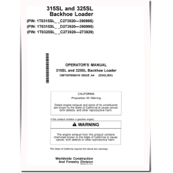 315SL (PIN: 1T0315SL_ _C273920-390995; D273920-390995) and 325SL Backhoe Loaders Operators Manual (OMT357608X19)