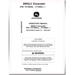 300GLC Crawler Excavators (PIN: from 1FF300GX_ _F710002) Operators Manual (OMT357638X19)