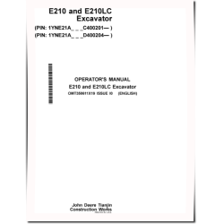 E210 and E210LC Crawler Excavators (Gen A, SN. from C400201, D400204) Operators Manual (OMT358611X19)