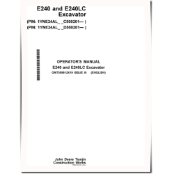 E240 and E240LC Crawler Excavators (Gen A, SN. from C500201, DC500201) Operators Manual (OMT358612X19)