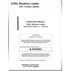 315SL (PIN: 1T0315SL_ _F273920-390995) Backhoe Loaders Operators Manual (OMT358715X19)