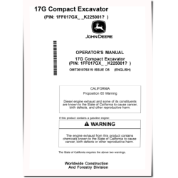 17G Compact Excavators (PIN: from 1FF017GX_ _K225001) Operators Manual (OMT361076X19)