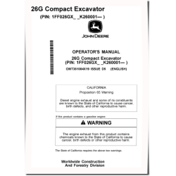 26G Compact Excavators (PIN: from 1FF026GX_ _K260001) Operators Manual (OMT361084X19)